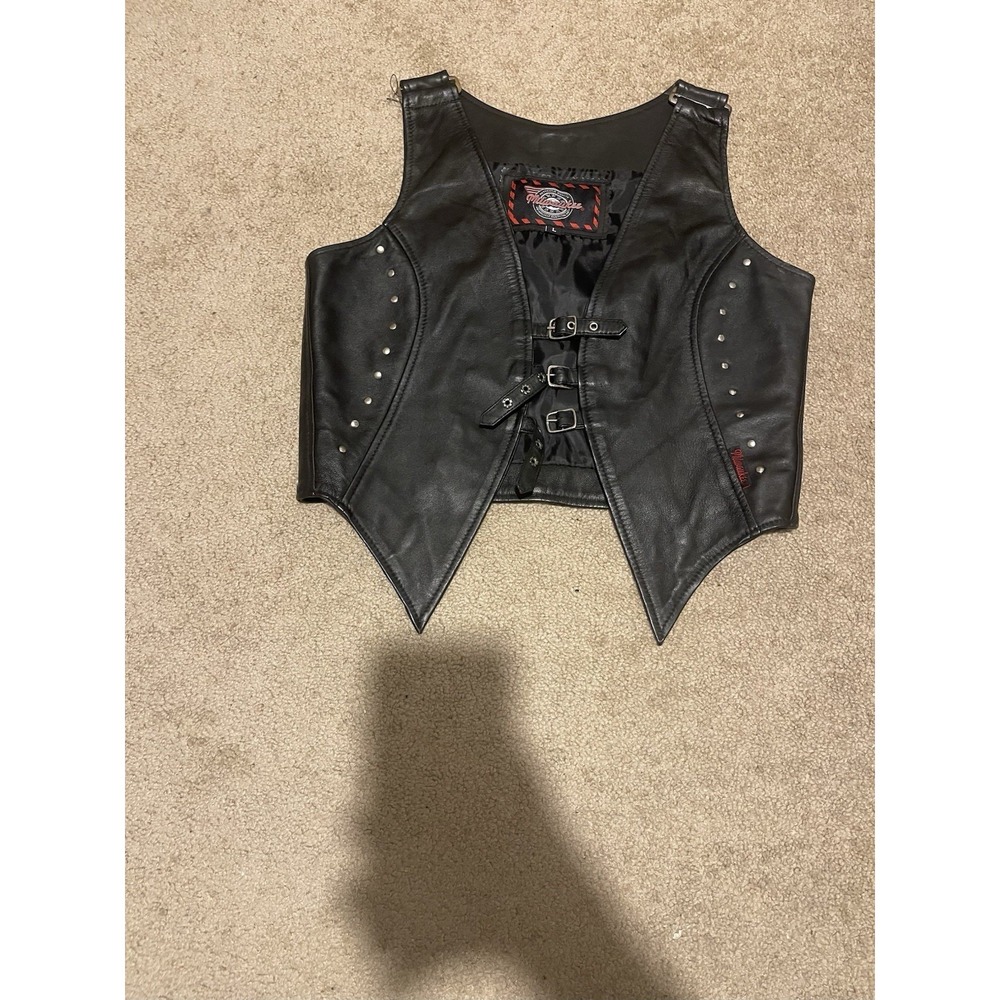 Milwaukee Women Leather Vest Black Size Large